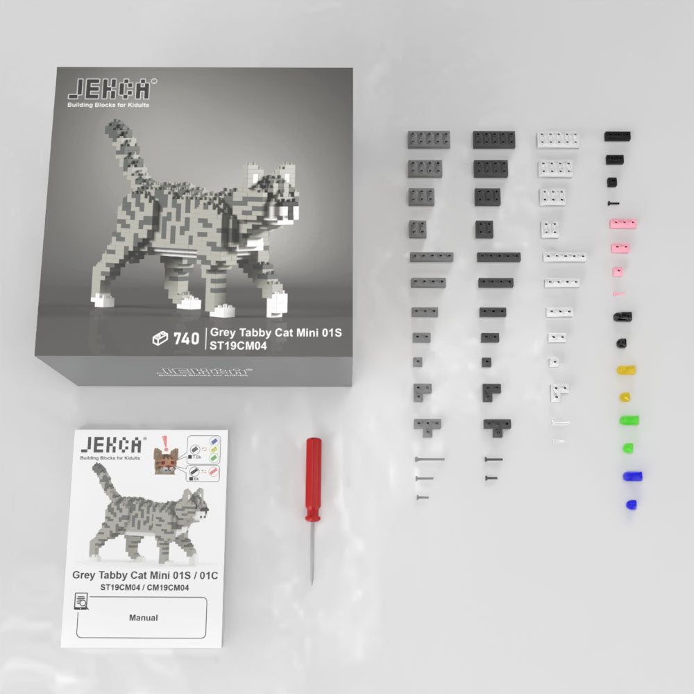 Grey Tabby Cat Mini 01 - JEKCA – JEKCA Global